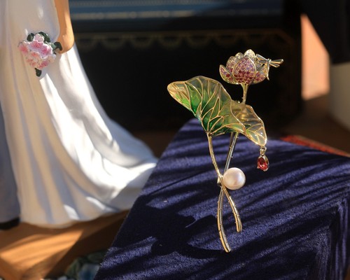 Jugendstil brosche blume lotus - jugendstil,