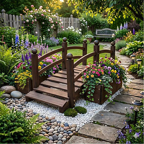 Holz pflanzbrücke garten deko - holz,